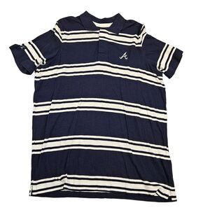 Atlanta Braves Antigua Striped Short Sleeve 2 Button Polo Shirt Size XL